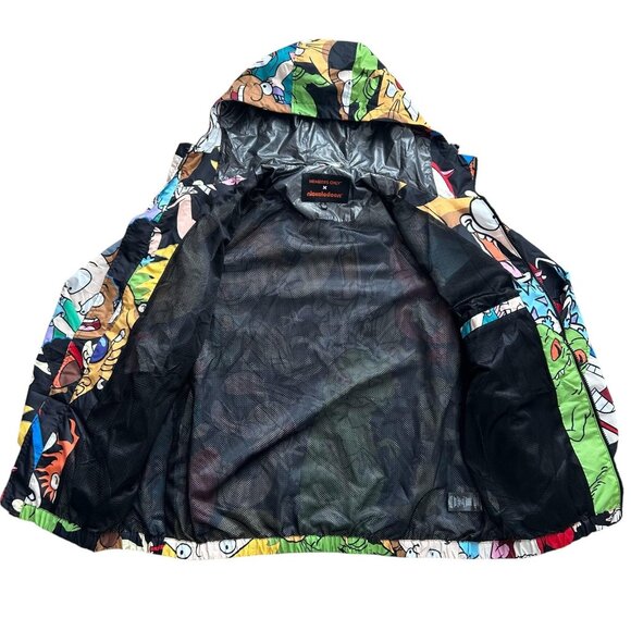 Members Only Nickelodeon Jacket Mens Large Cartoon Print Hooded Windbreaker 90s - Picture 10 of 13